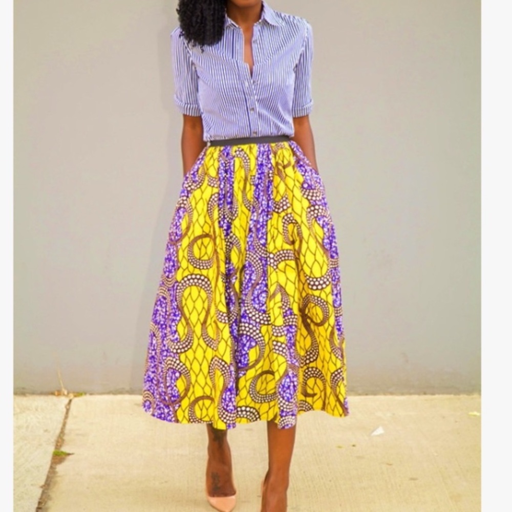 DE-MESTIKS Yellow Wax Cotton Print Midi